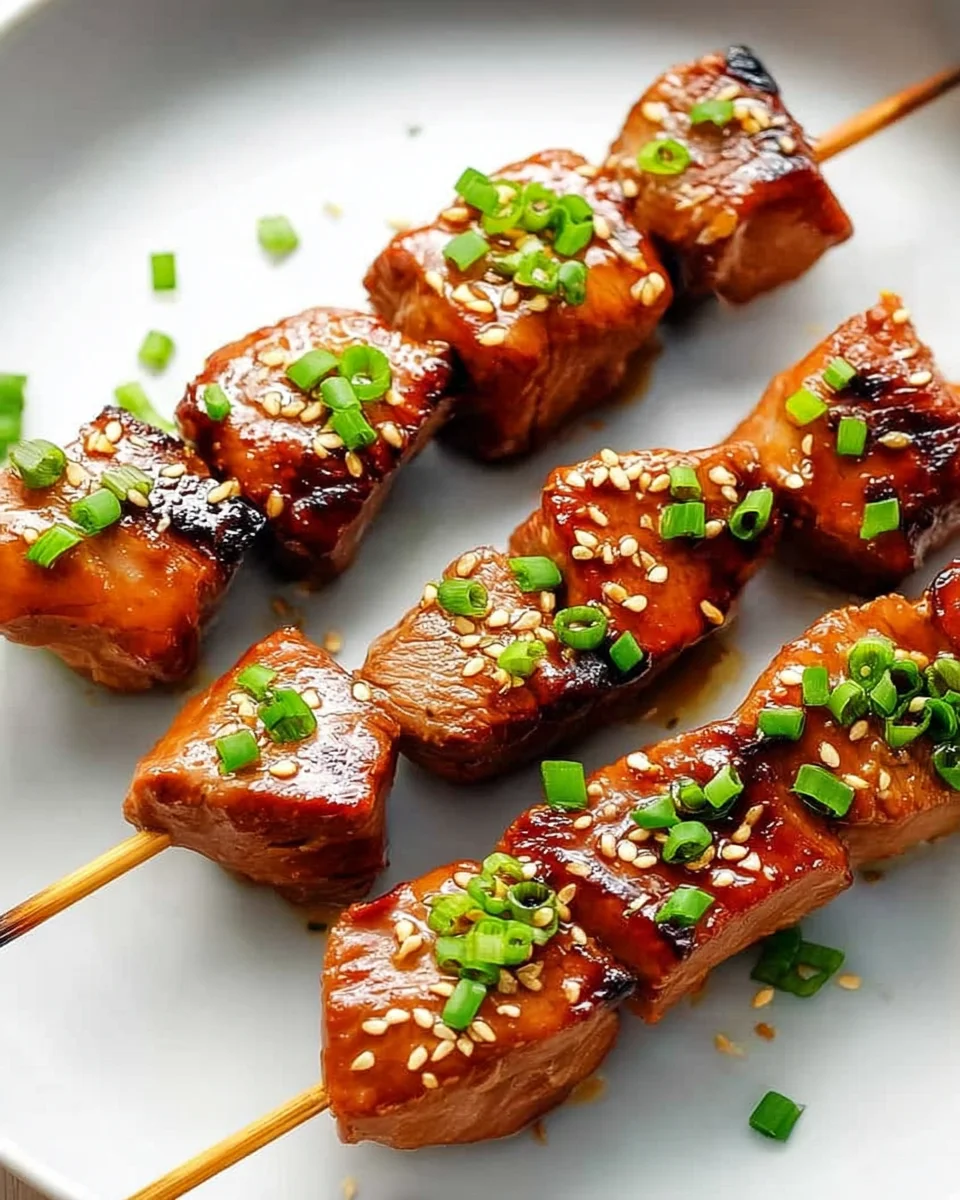 Asian Garlic Steak Skewers