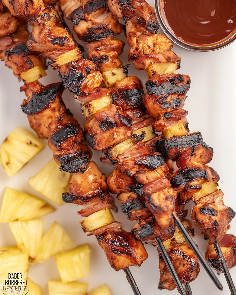 BBQ CHICKEN BACON PINEAPPLE KABOBS