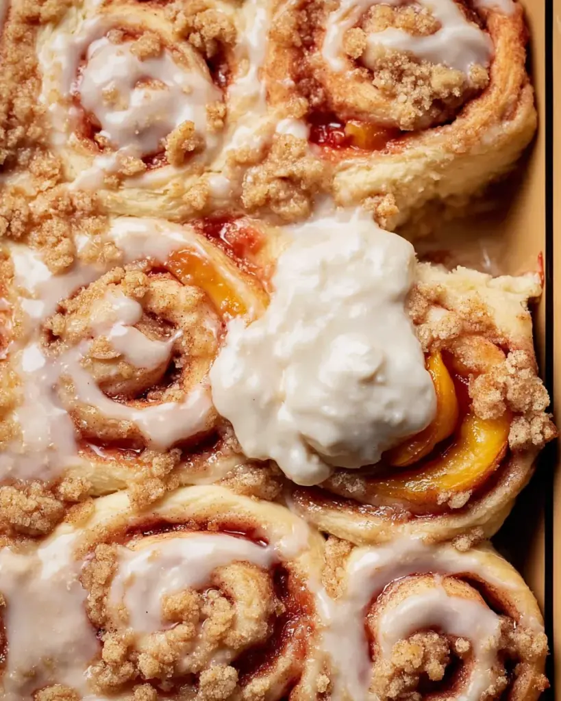 Peach Cobbler Cinnamon Rolls