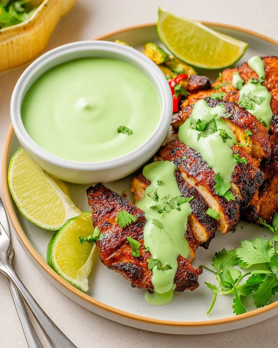 Peruvian Grilled Chicken with Creamy Green Sauce