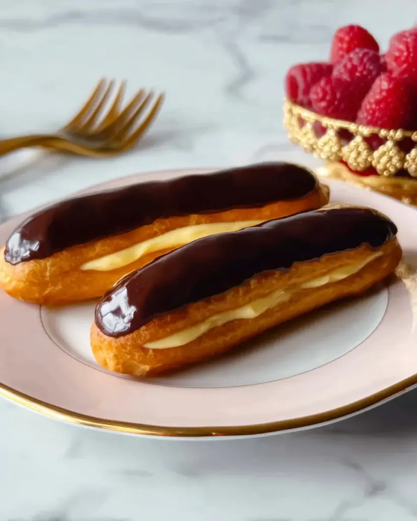 Exquisite Eclairs with Silky Custard Sauce: A Classic French Deligh