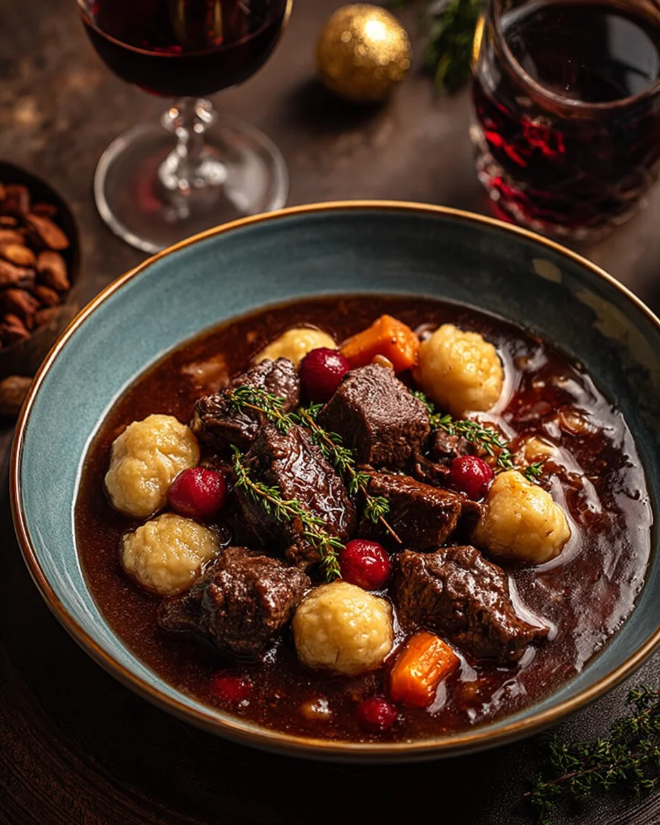 French-Style Beef Stew with Red Wine and Vegetables
