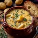 Hearty Cheddar Garlic Herb Potato Soup