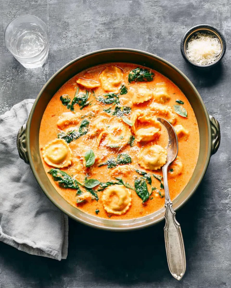 Roasted Red Pepper Ravioli Soup