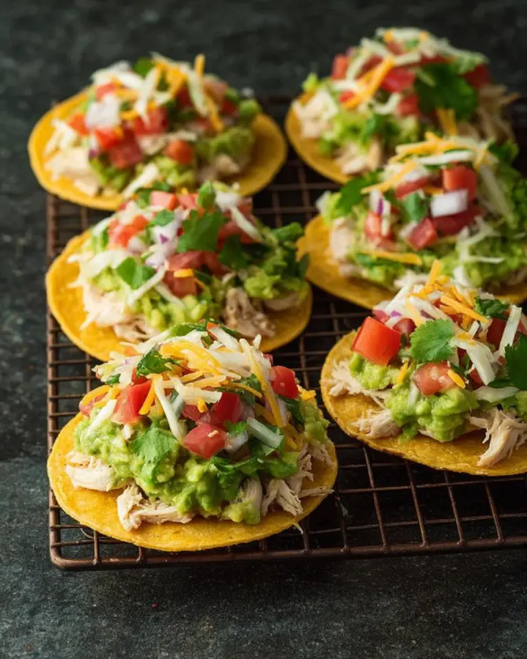 Tostadas with Chicken Guacamole and Beans