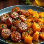Sausage and Sweet Potatoes with Honey Garlic Sauce