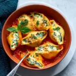 Spinach Ricotta Stuffed Shells with Basil Sauce