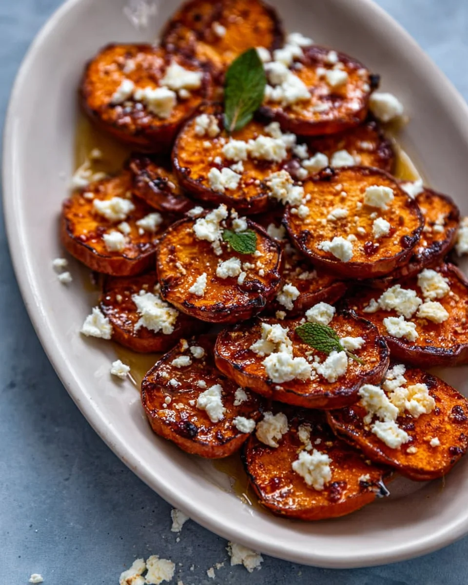 Sweet Potato Rounds with Honey & Feta Crumble