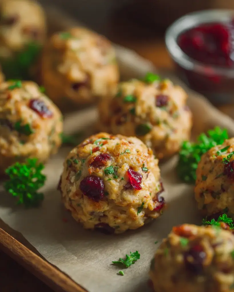 Festive Cranberry Turkey Stuffing Balls Recipe for Holidays