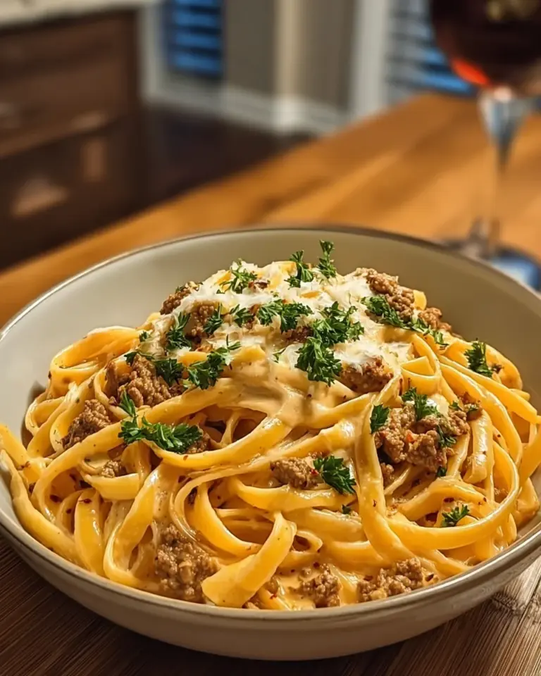 Savory Beef and Garlic Butter Linguine in Parmesan Cream