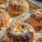 Apple Cheesecake Buns with a Crumble Topping and Sweet Glaze