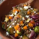 Roasted Veggie Lentil Salad with Maple-Mustard Dressing