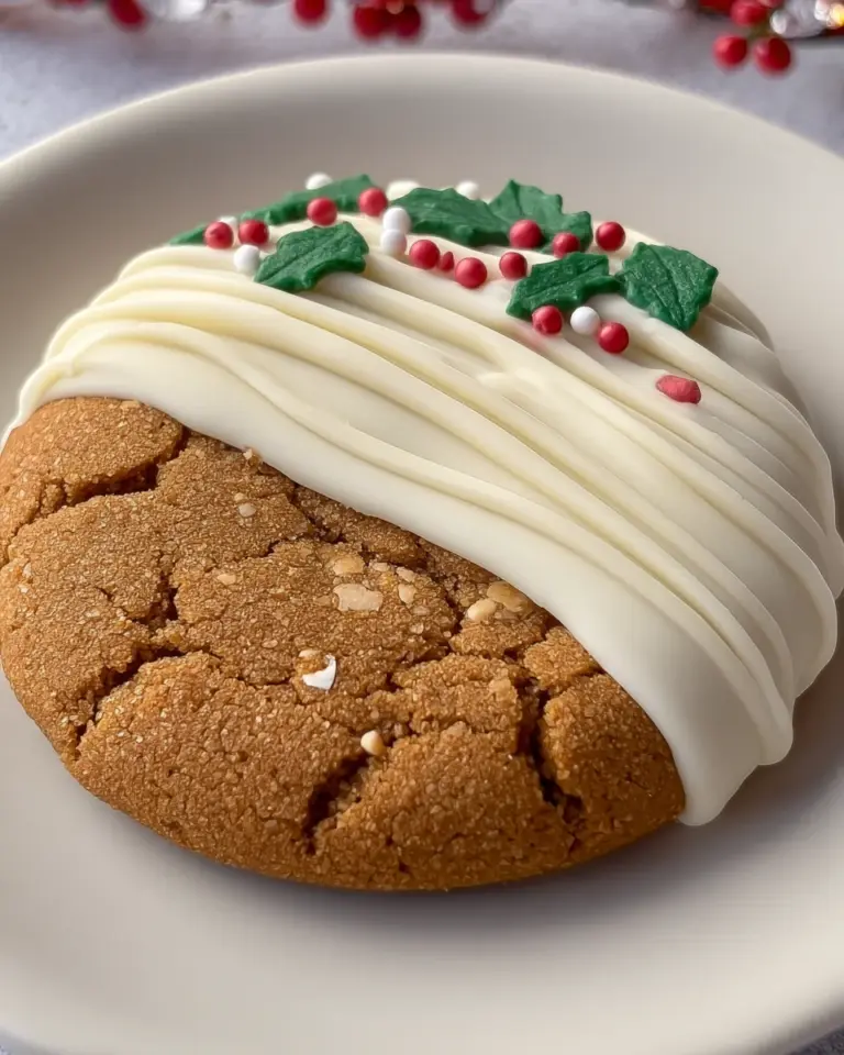 White Chocolate Dipped Molasses Cookies
