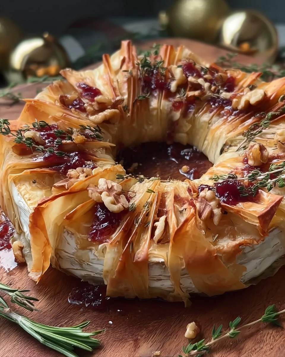 Baked Brie Phyllo Wreath