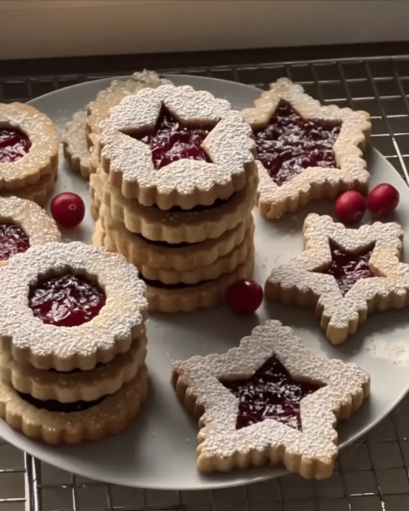 Cranberry Linzer Cookies