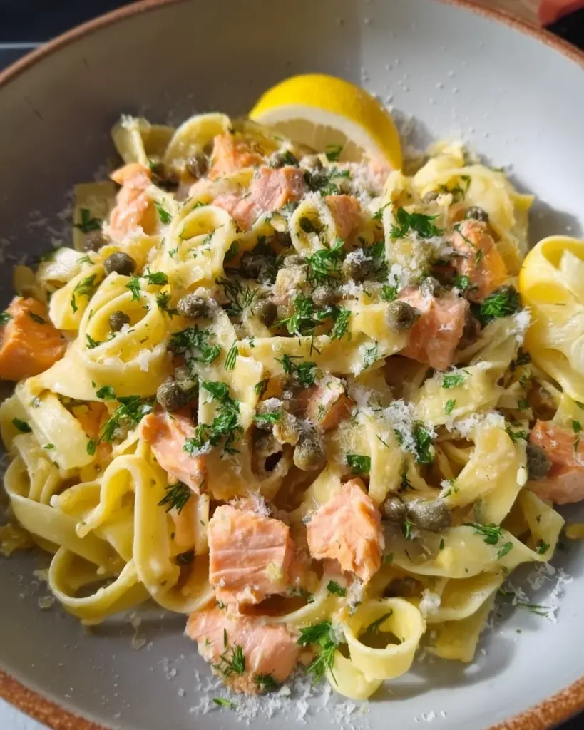 15-Minute Creamy Lemon Salmon Pasta
