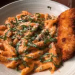 Creamy Rose Pasta & Crispy Chicken Delight