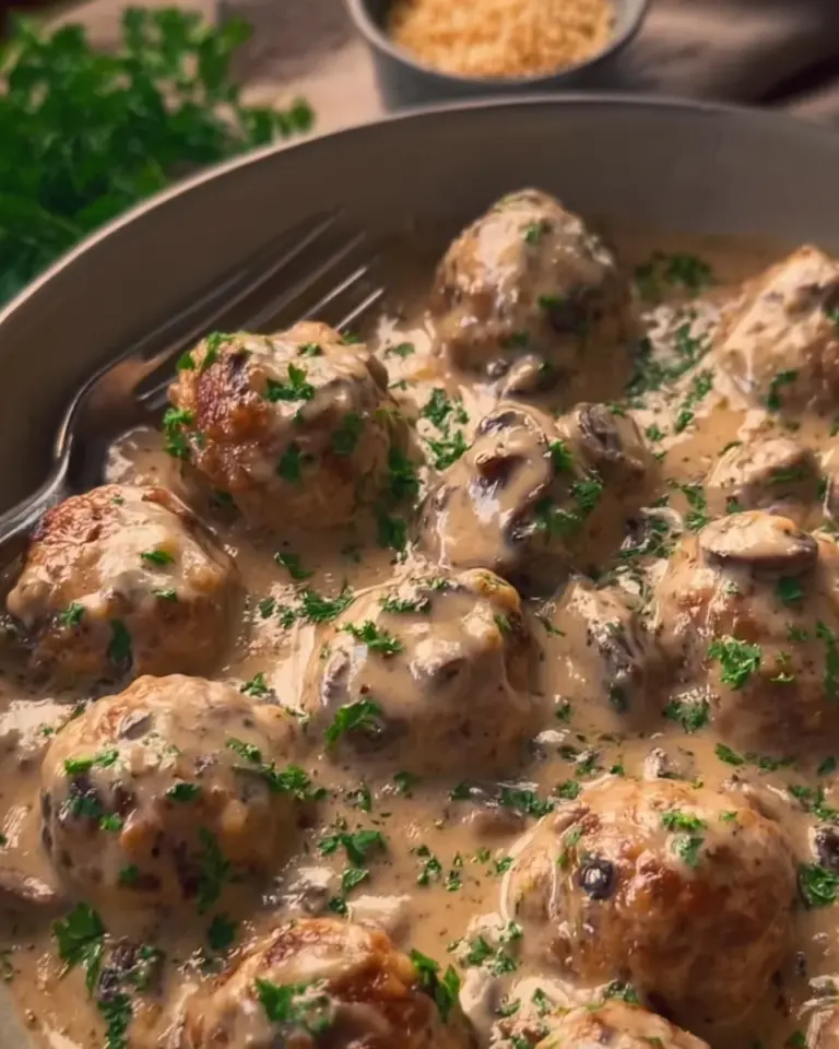 Creamy Turkey Meatballs with Mushroom Sauce