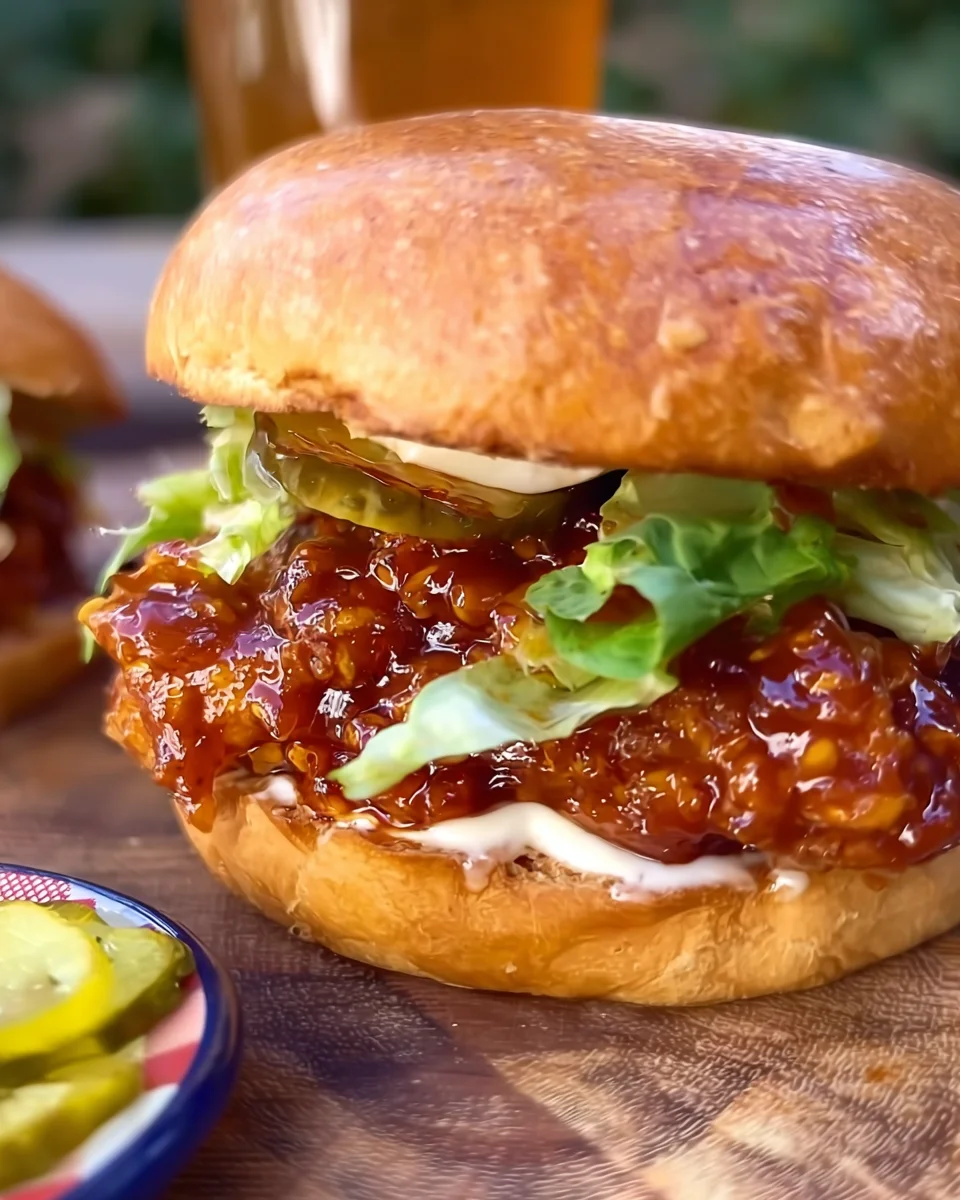 Crispy hot honey chicken burgers
