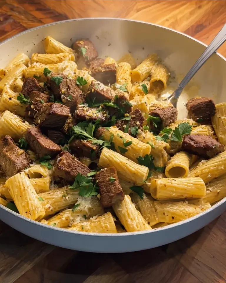 Garlic Butter Steak Rigatoni