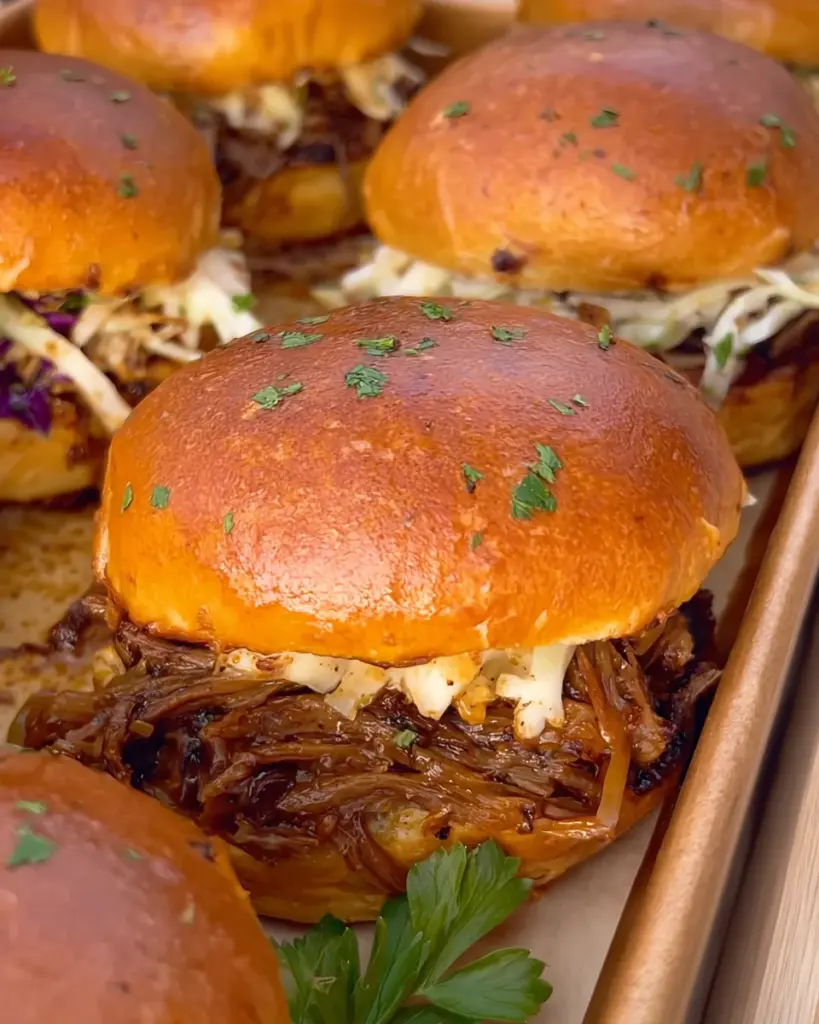 Garlic Pulled Beef Sliders