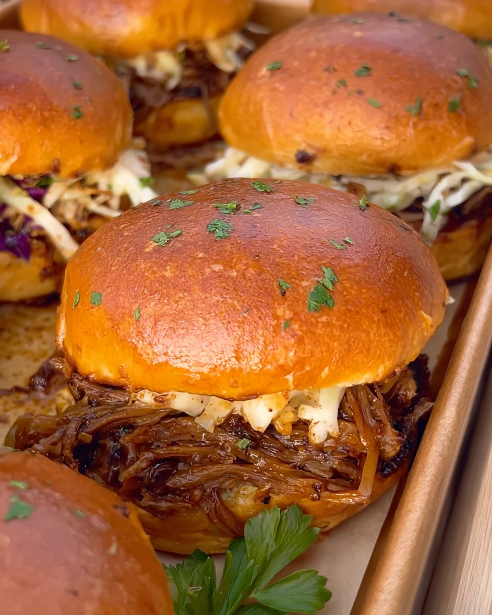 Garlic Pulled Beef Sliders