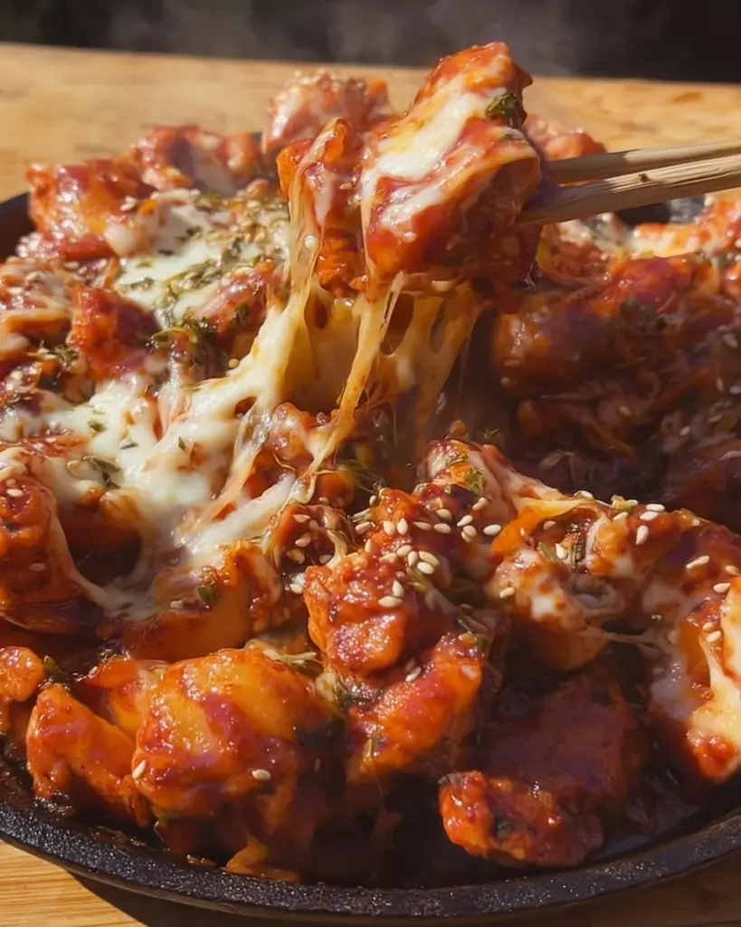 Korean Fire Chicken With Cheese (Cheese Buldak)