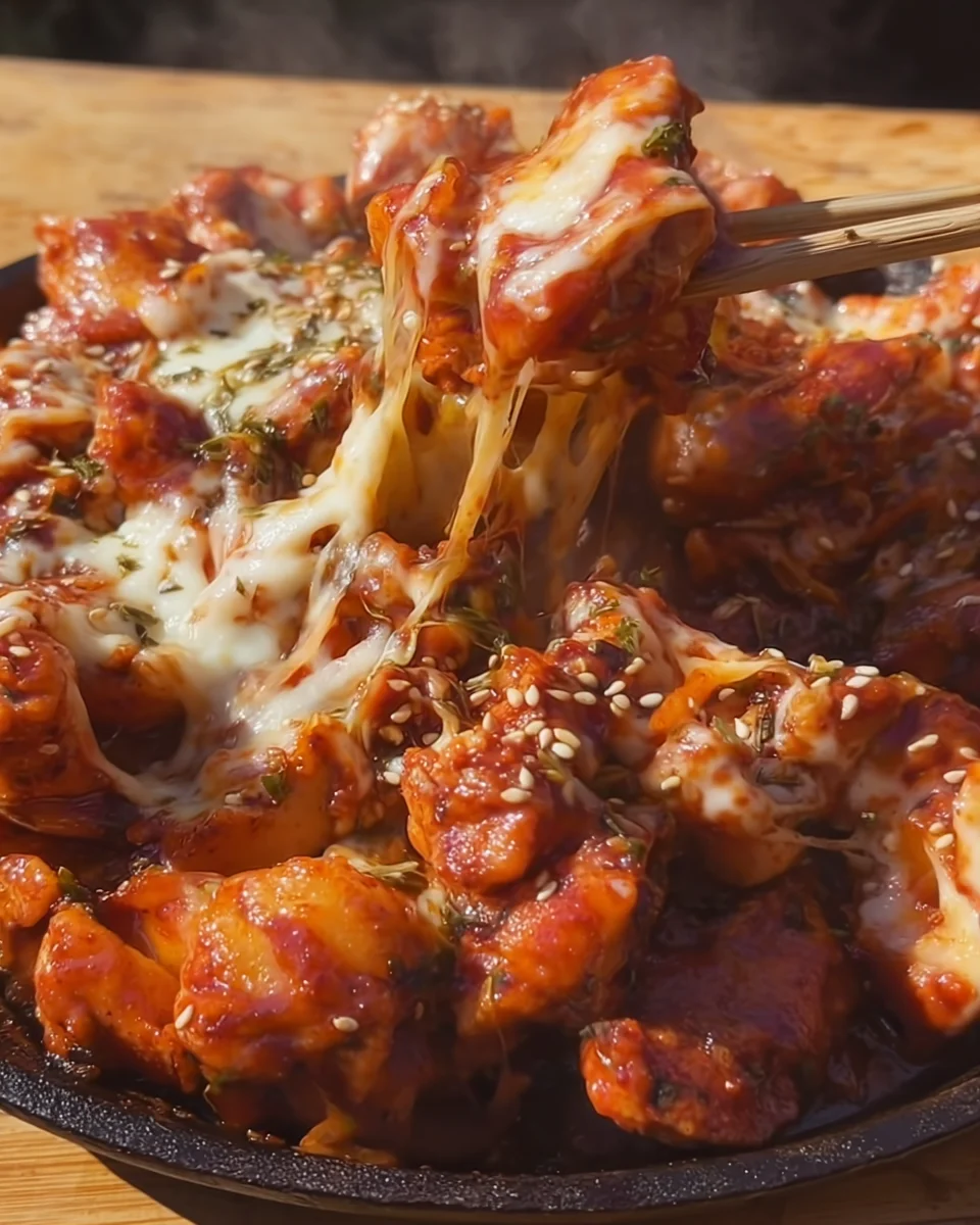 Korean Fire Chicken With Cheese (Cheese Buldak)
