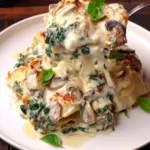 WHITE LASAGNA WITH GARLICKY GREENS & MUSHROOMS