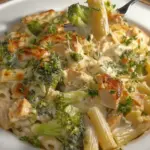 Cheesy Chicken Alfredo Broccoli Bake