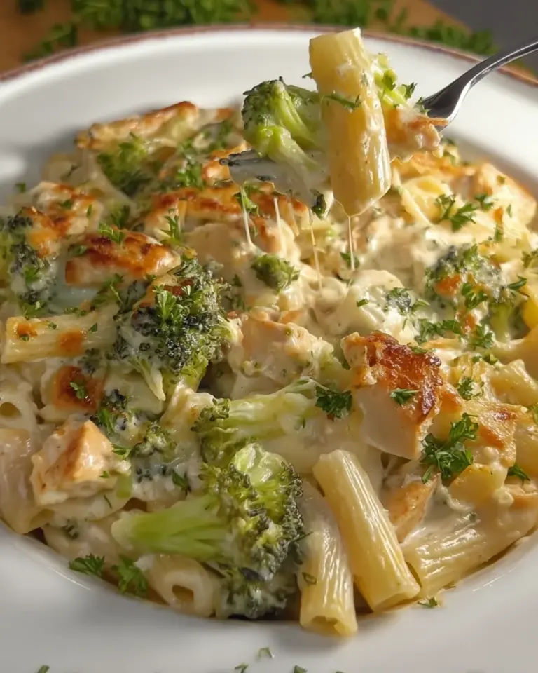 Cheesy Chicken Alfredo Broccoli Bake