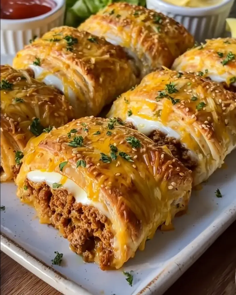 Cheesy Crescent Roll Cheeseburger