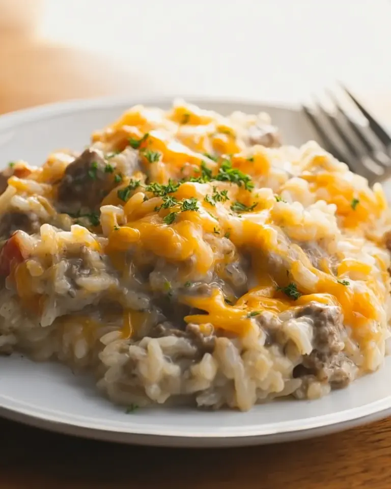 Cheesy Ground Beef and Rice Casserole