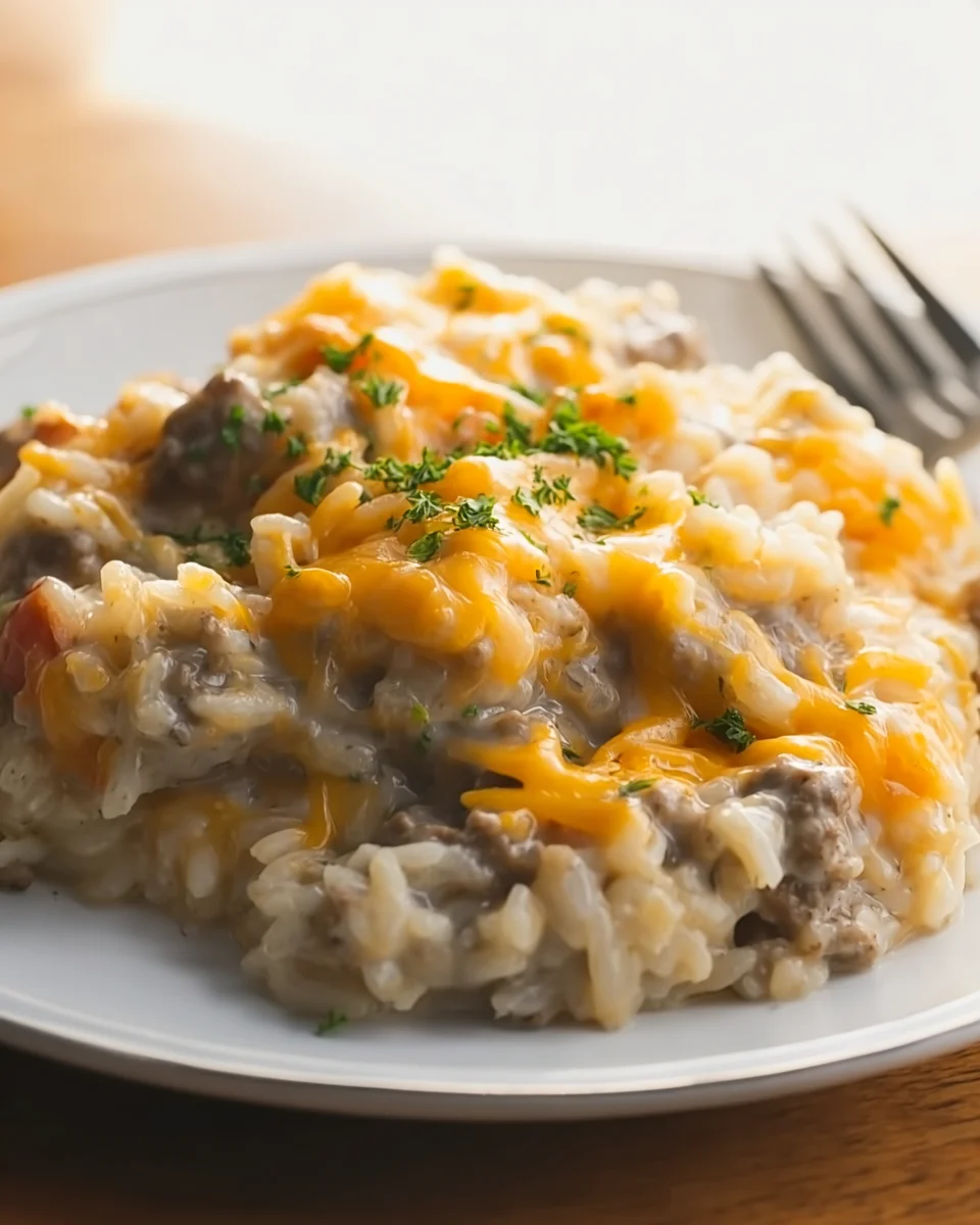 Cheesy Ground Beef and Rice Casserole