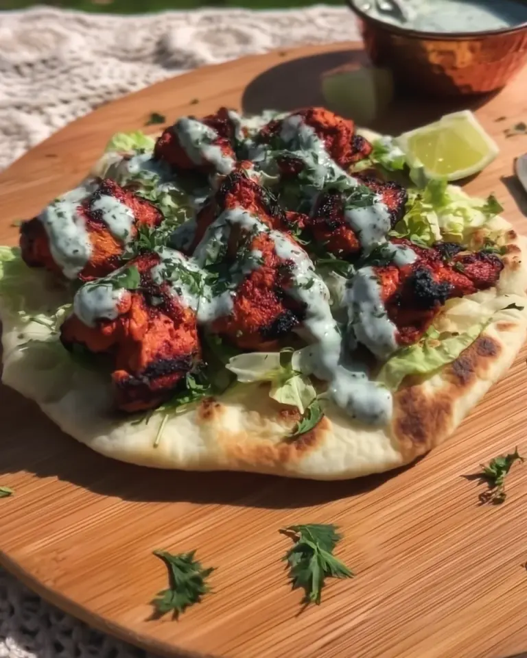 Chicken Tikka Garlic Flatbread