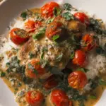 Creamy Pesto Chicken with Roasted Tomatoes & Spinach