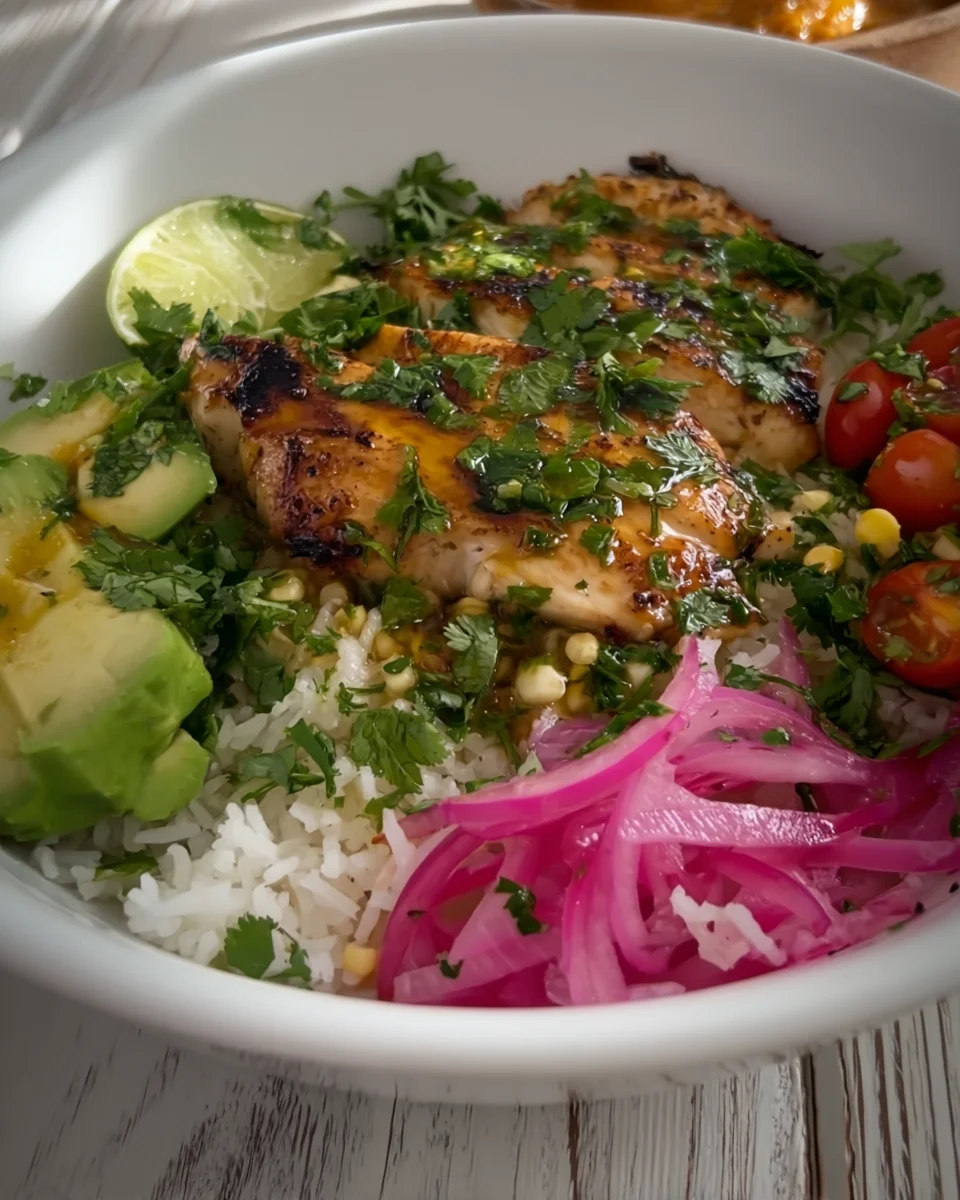 honey lime cilantro chicken & rice bowls