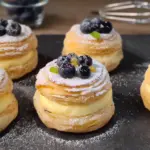 Blueberry Pastry Rings with Vanilla Cream Filling