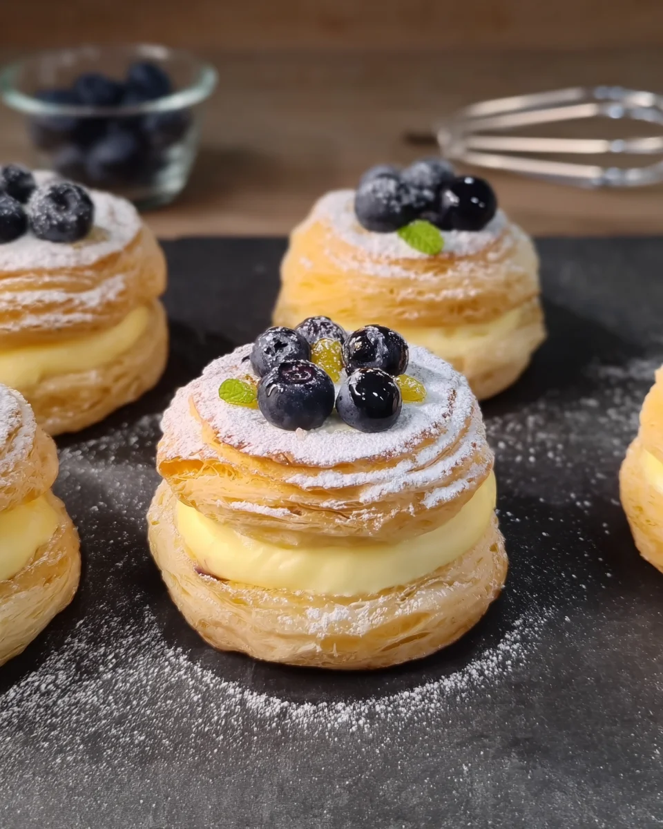 Blueberry Pastry Rings with Vanilla Cream Filling