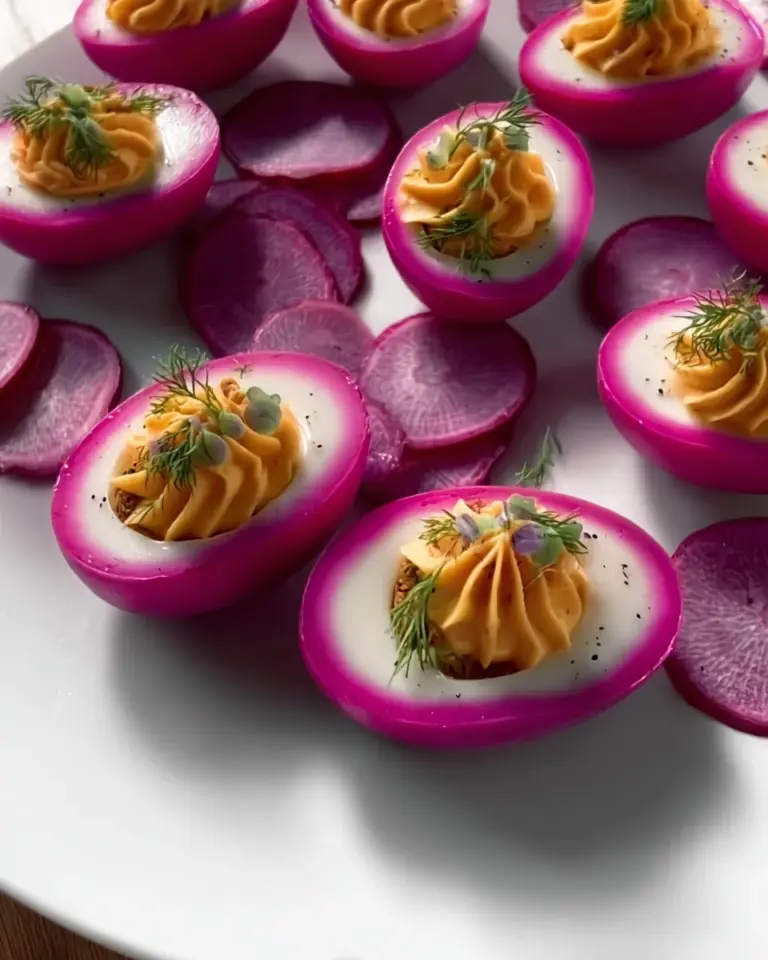 Pink Deviled Eggs