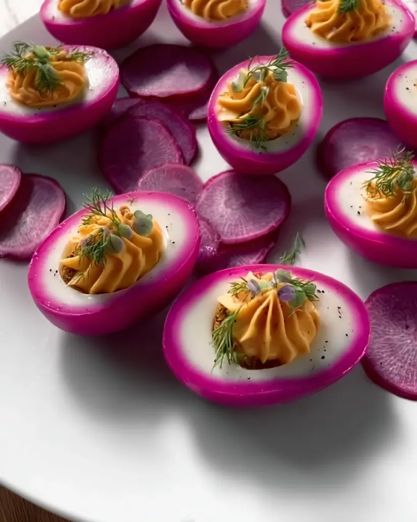 Pink Deviled Eggs