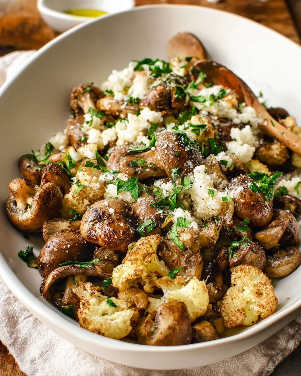 Sauteed Mushrooms and Cauliflower Crumbles