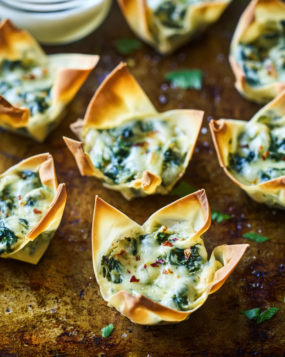Spinach & artichoke wonton cups