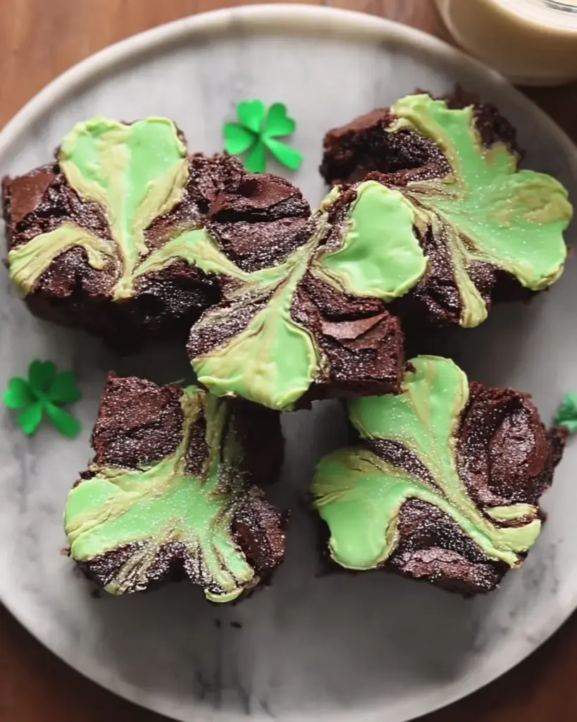 St. Patrick’s Day Mint Swirl Shamrock Brownies