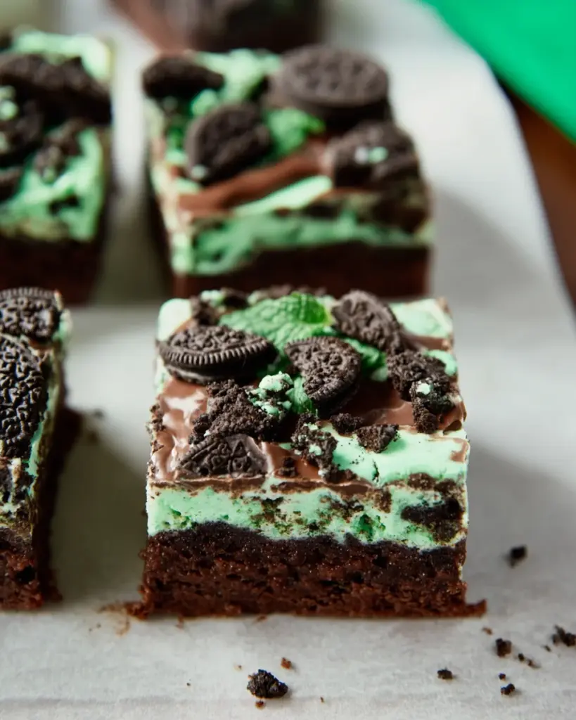 St. Patrick’s Day Triple Layer Fudgy Mint Oreo Brownies