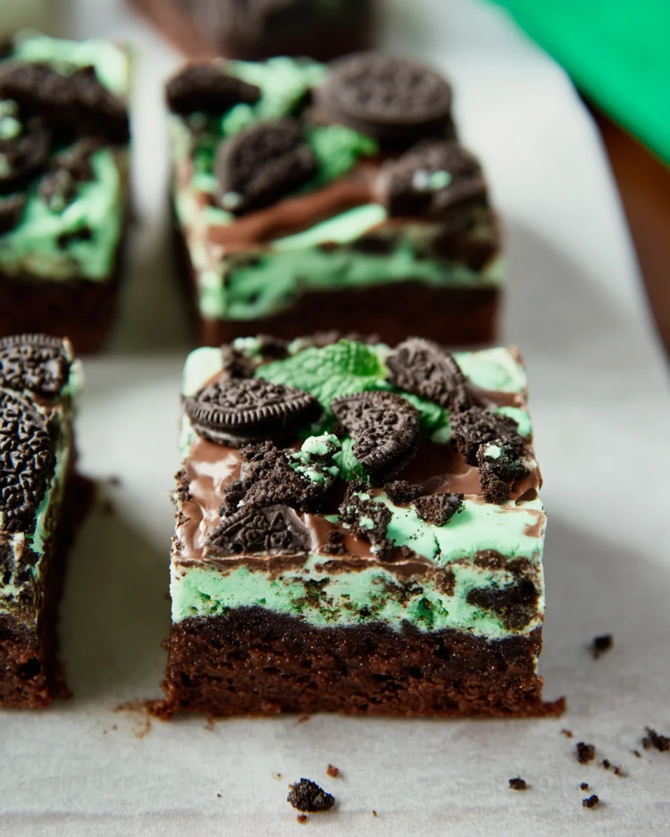 St. Patrick’s Day Triple Layer Fudgy Mint Oreo Brownies